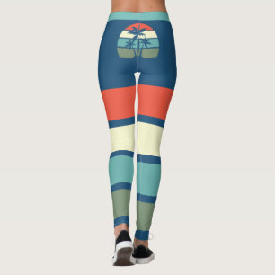 Retro Sonnenuntergang und Palmen Bäume tropischen  Leggings
