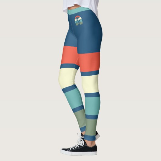 Retro Sonnenuntergang und Palmen Bäume tropischen Leggings (Links)