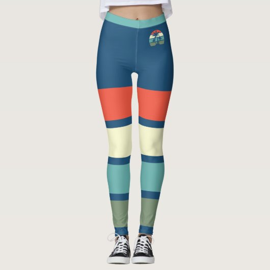 Retro Sonnenuntergang und Palmen Bäume tropischen Leggings (Vorderseite)