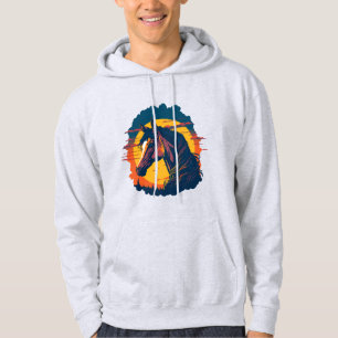 Retro-Sonnenuntergang und Pferdekopf Hoodie