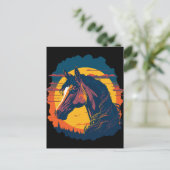Retro-Sonnenuntergang und Pferdekopf Postkarte (Stehend Vorderseite)