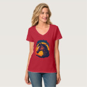 Retro-Sonnenuntergang und Pferdekopf T-Shirt (Vorderseite Vollansicht)