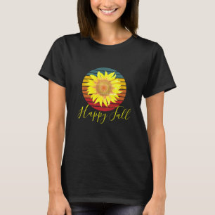 Retro-Sonnenuntergang und Sonnenblumen-T - Shirt