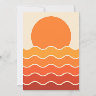 Retro-Sonnenuntergang und Wellen Einladung