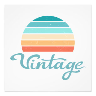 Retro-Sonnenuntergang + Vintage-Script abgenutzt Fotodruck