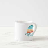 Retro-Sonnenuntergang + Vintage-Skript abgenutzt Espressotasse (Vorderseite Rechts)
