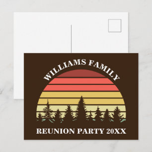 Retro-Sonnenuntergang-Wald benutzerdefinierte Fami Postkarte