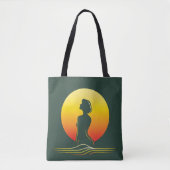 Retro-Sonnenuntergang weibliche Silhouette Tasche (Vorderseite)