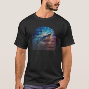 Retro-Sonnenuntergang wild weißer Hai Ozean tief s T-Shirt