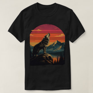 Retro-Sonnenuntergang-Wildlife-Vintage-Tier-Silhou T-Shirt
