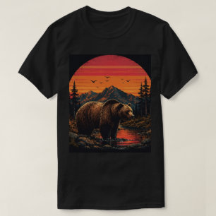 Retro-Sonnenuntergang-Wildlife-Vintage-Tier-Silhou T-Shirt