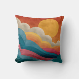 Retro Sonnenuntergang Wolken Abstract Bauhaus Kiss Kissen