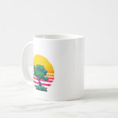 Retro-Sonnenuntergangs-Baum-Abenteuer Kaffeetasse (Vorderseite Links)