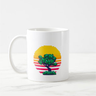 Retro-Sonnenuntergangs-Baum-Abenteuer Kaffeetasse