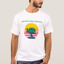 Retro-Sonnenuntergangs-Baum-Abenteuer