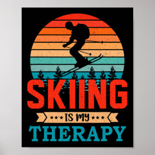 Retro-Sonnenuntergangs-Design-Ski-Geschenk für lus Poster