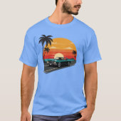 Retro-Sonnenuntergangs-Fahrt T-Shirt (Vorderseite)