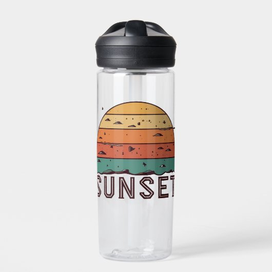 Retro-Sonnenuntergangs-Horizont-Grafik-Mug Trinkflasche (Vorderseite)