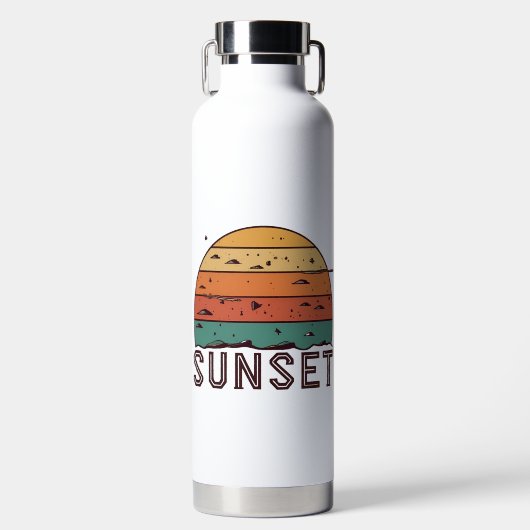 Retro-Sonnenuntergangs-Horizont-Grafik-Mug Trinkflasche (Vorderseite)