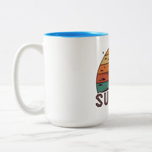 Retro-Sonnenuntergangs-Horizont-Grafik-Mug Zweifarbige Tasse