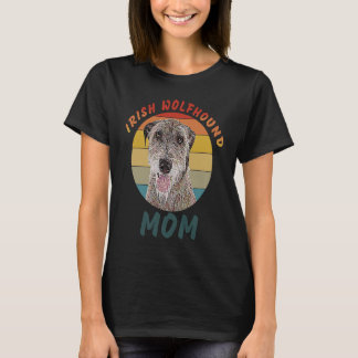 Retro-Sonnenuntergangs-Kreis Irischer Wolfshund-Mu T-Shirt