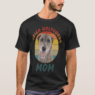 Retro-Sonnenuntergangs-Kreis Irischer Wolfshund-Mu T-Shirt