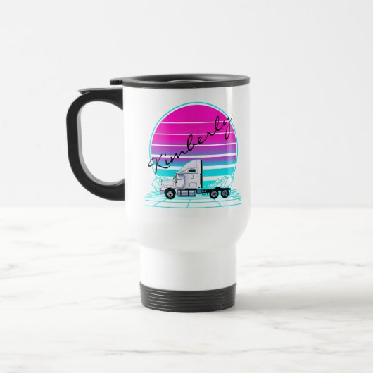 Retro-Sonnenuntergangs-LKW Reisebecher (Links)