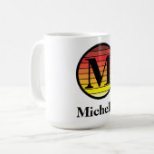 Retro-Sonnenuntergangs-Monogramm-Vorlage Kaffeetasse (Vorderseite Links)