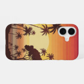 Retro-Sonnenuntergangs-Palm-Linien iPhone 16 Hülle (Rückseite (Horizontal))