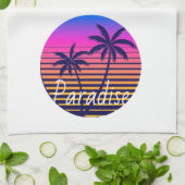 Retro-Sonnenuntergangs-Paradies Geschirrtuch (Gefaltet)