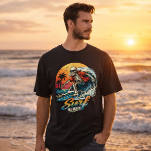 Retro-Sonnenuntergangs-Strand-Gothic-Surf-Grafik T-Shirt