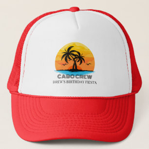 Retro-Sonnenuntergangs-Strand mit individuellem Te Truckerkappe