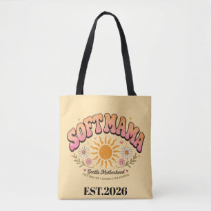 Retro-Sonnenuntergangs-Typografie-Design Soft Mama Tasche