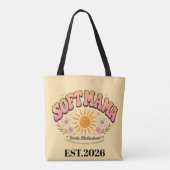 Retro-Sonnenuntergangs-Typografie-Design Soft Mama Tasche (Rückseite)