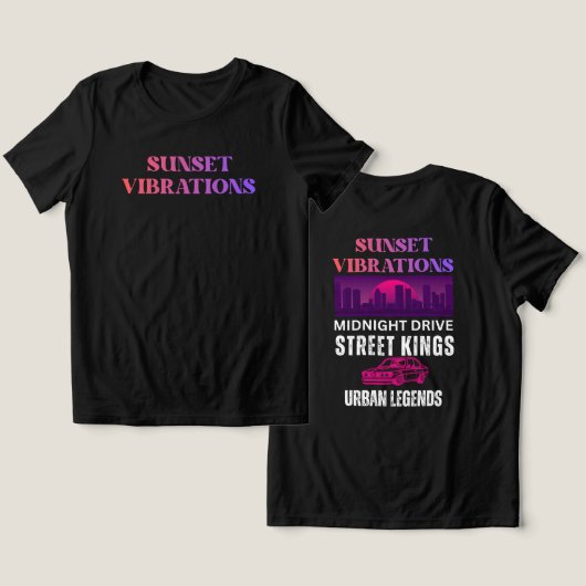 Retro Sonnenuntergangs-Vibrationen Tri-Blend Shirt (Design Vorderseite & Rückseite)