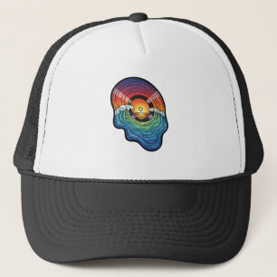 Retro-Sonnenuntergangs-Welle-Vinyl-Ästhetik Truckerkappe