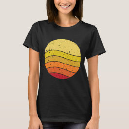 Retro-Sonnenuntergangs-Wellen-Distressed-Kreis-Gra T-Shirt
