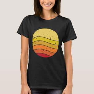 Retro-Sonnenuntergangs-Wellen-Distressed-Kreis-Gra T-Shirt