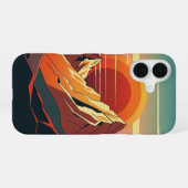 Retro-Sonnenuntergangsberge iPhone 16 Hülle (Rückseite (Horizontal))
