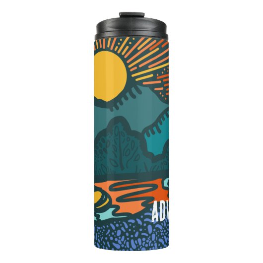 Retro-Sonnenuntergangsberge Thermosbecher (Vorderseite)