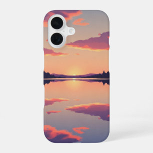 Retro-Sonnenuntergangssee iPhone 16 Hülle