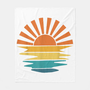Retro-Sonnenuntergangsstrahlen Wellige Vintage-Ret Fleecedecke