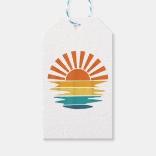Retro-Sonnenuntergangsstrahlen Wellige Vintage-Ret Geschenkanhänger