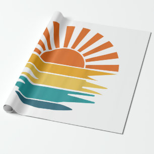 Retro-Sonnenuntergangsstrahlen Wellige Vintage-Ret Geschenkpapier