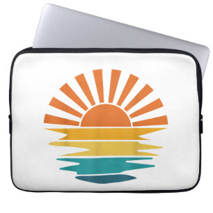 Retro-Sonnenuntergangsstrahlen Wellige Vintage-Ret Laptopschutzhülle