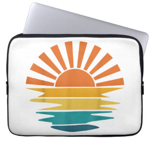 Retro Sonnenuntergangsstrahlen Wellige Vintage Ret Laptopschutzhülle