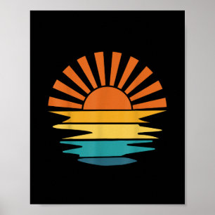 Retro-Sonnenuntergangsstrahlen Wellige Vintage-Ret Poster