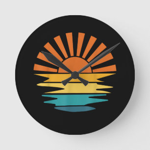Retro-Sonnenuntergangsstrahlen Wellige Vintage-Ret Runde Wanduhr