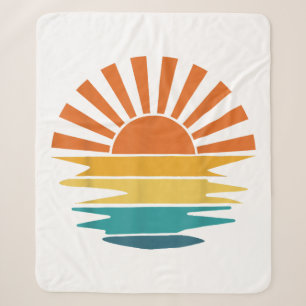 Retro-Sonnenuntergangsstrahlen Wellige Vintage-Ret Sherpadecke