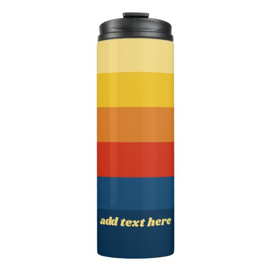 Retro-Sonnenuntergangsstreifen mit einfachem Sans  Thermosbecher (Vorderseite)